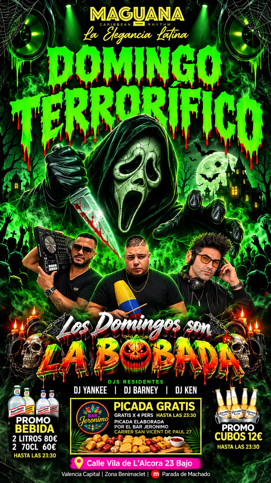 Flyer de Domingo Terrorífico · Los Domingos son La Bobada