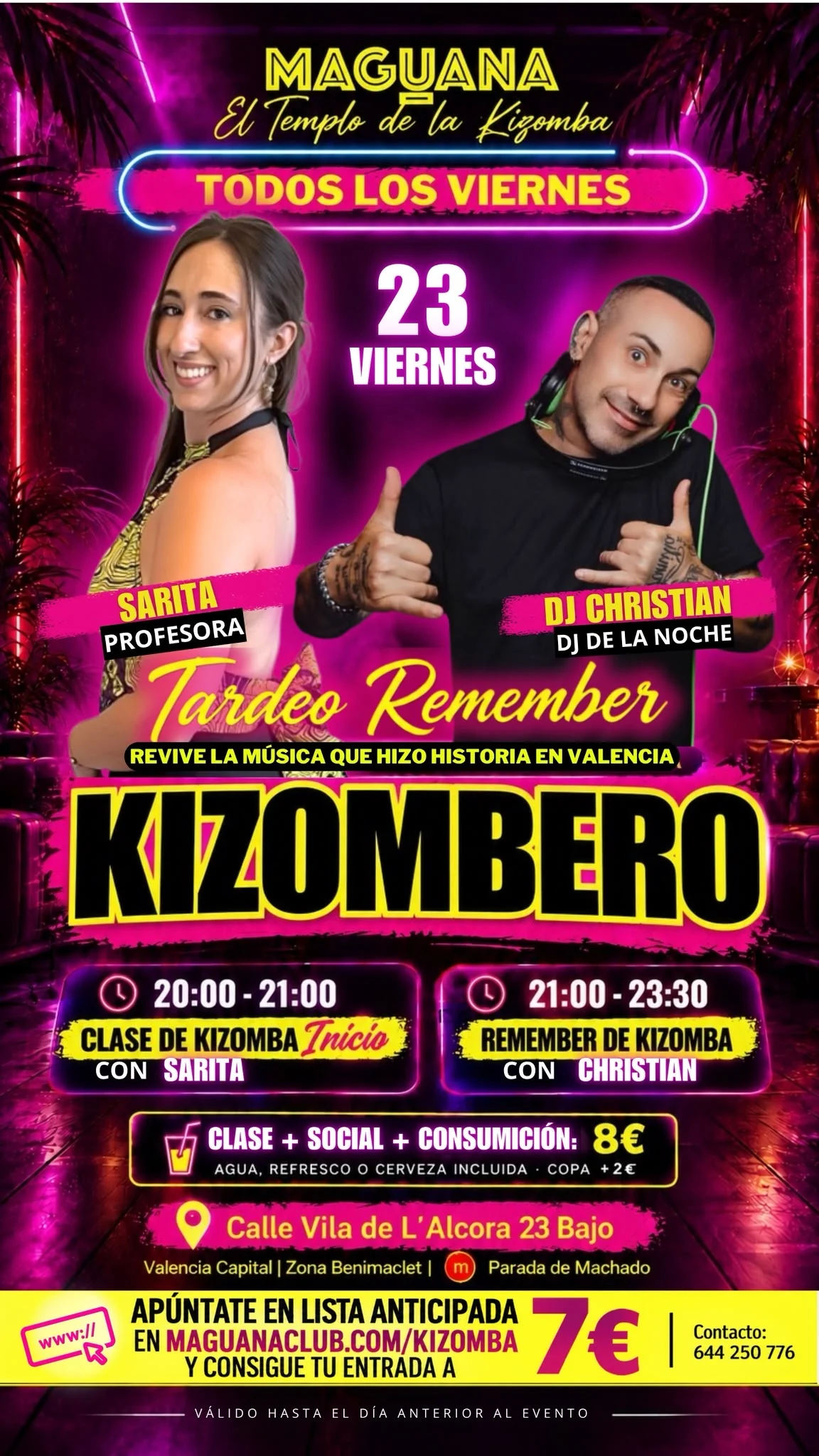 Flyer Kizomba viernes 23 de octubre: clase con Sarita y Tardeo Remember con DJ Christian